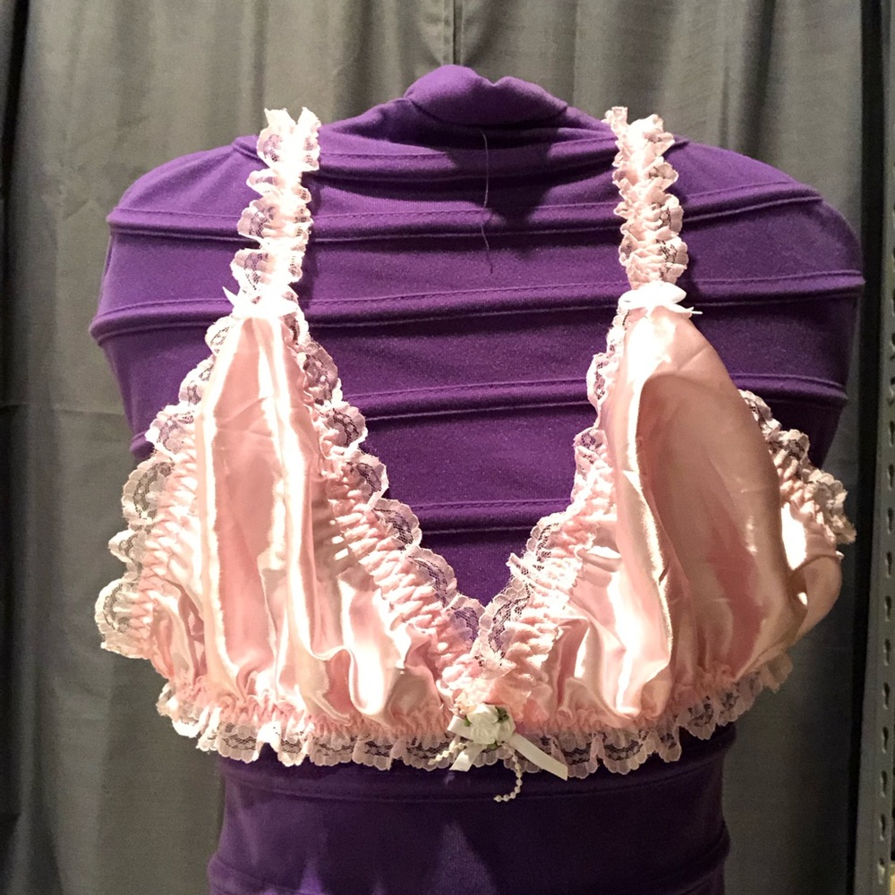 Satini - Lace Trim Bralette - Pink